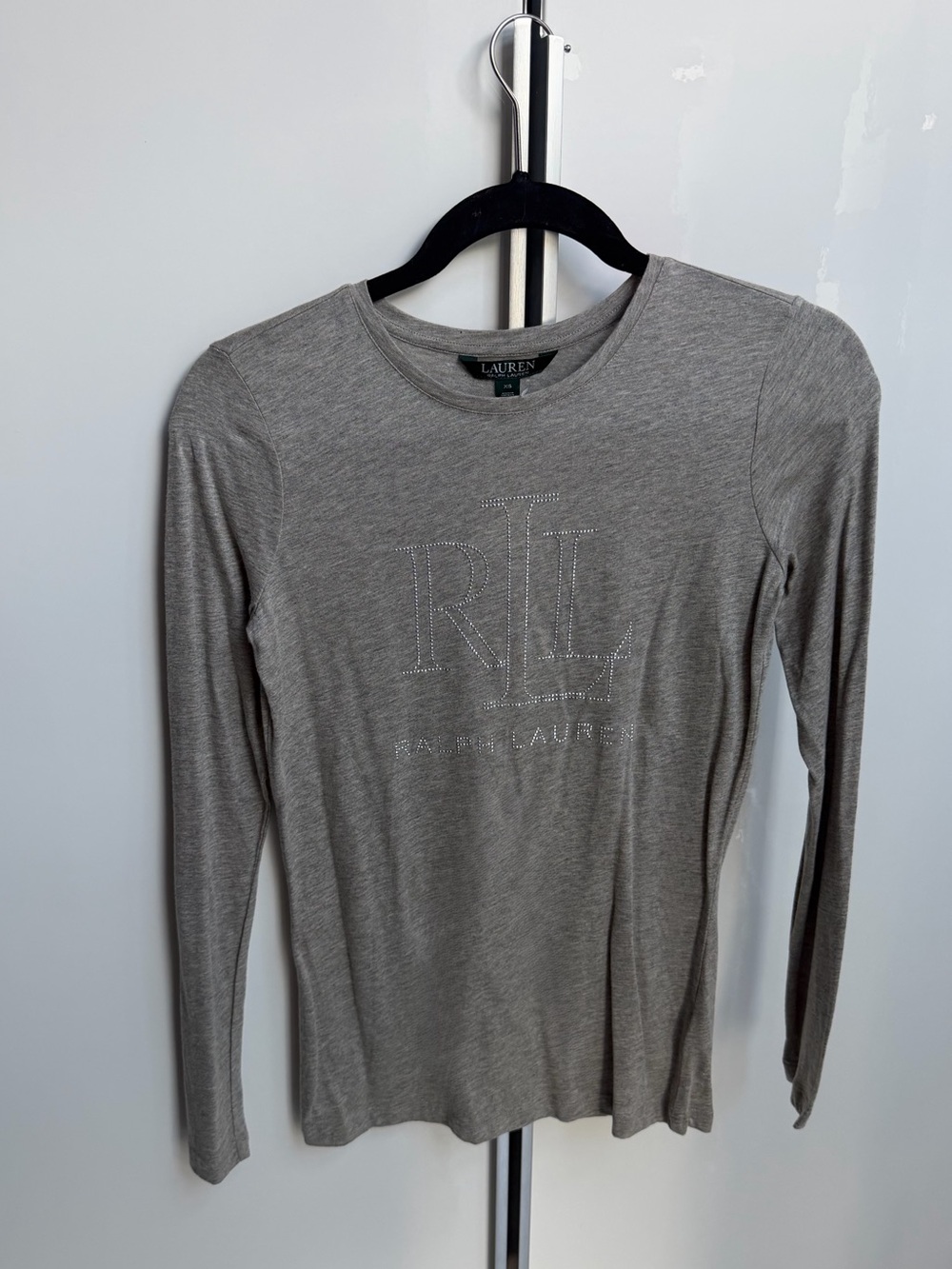 Ralph Lauren Heather Gray Long-Sleeve Embroidered RL Tee